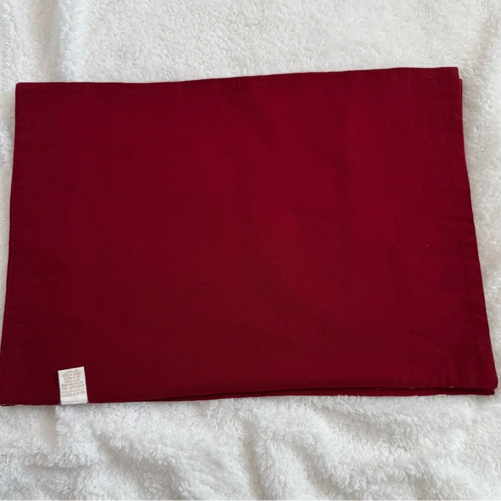 Williams Sonoma Burgundy & White Embroidered Napkins with Matching Placemat